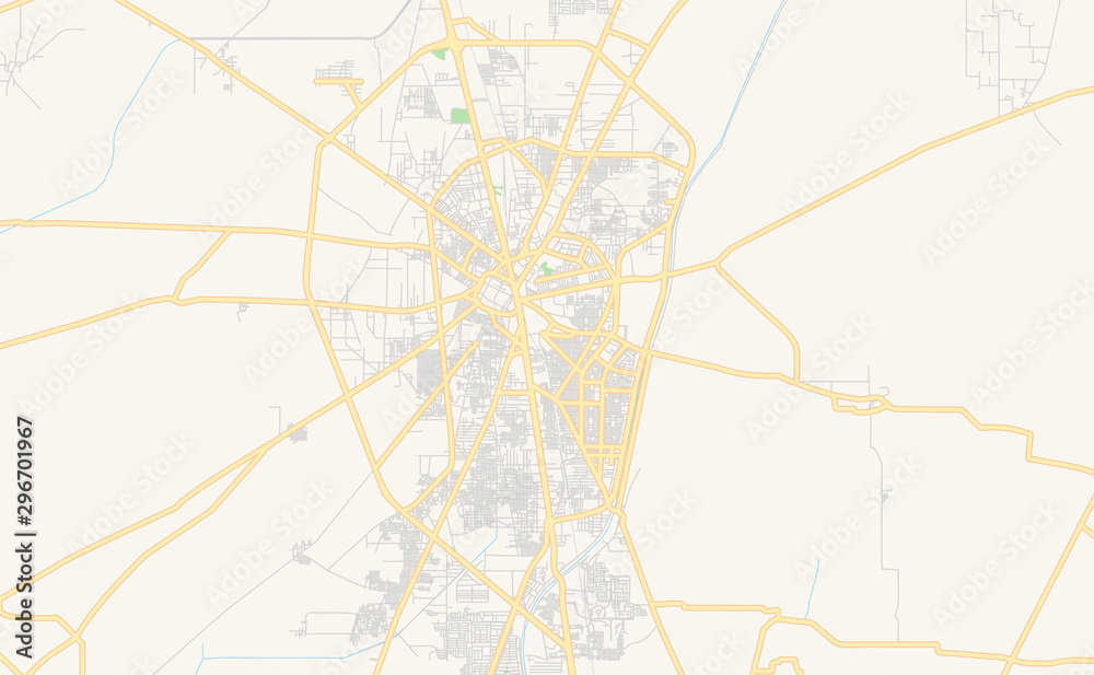 Printable street map of Gujranwala, Pakistan