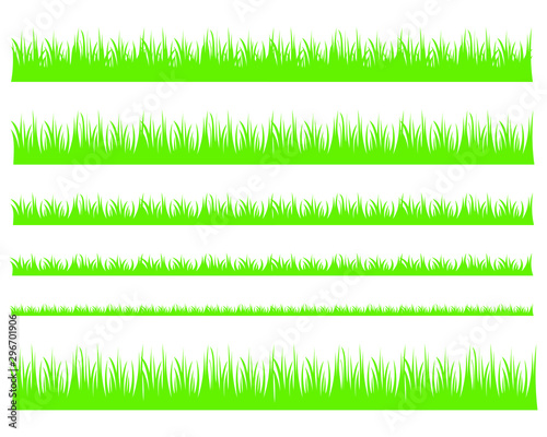 Vector green grass illustration: natural, organic, bio, eco label and shape on white background.