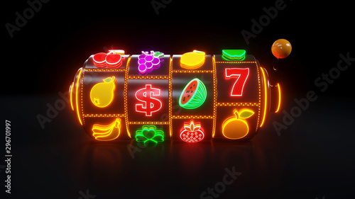 Konstfotografi Slot Machine With Fruit Icons