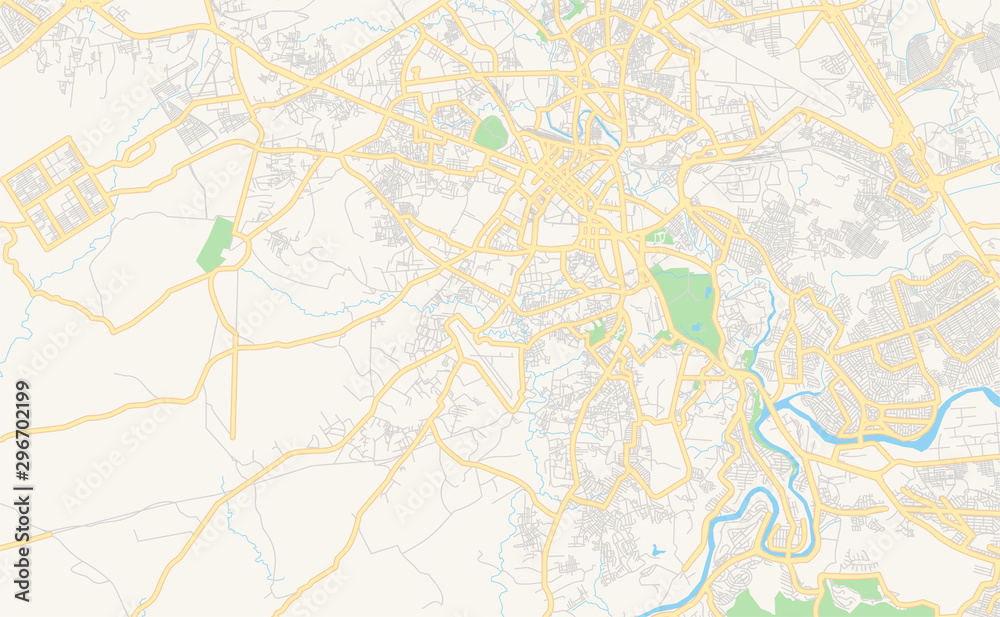 Printable street map of Rawalpindi, Pakistan Stock Vector | Adobe Stock