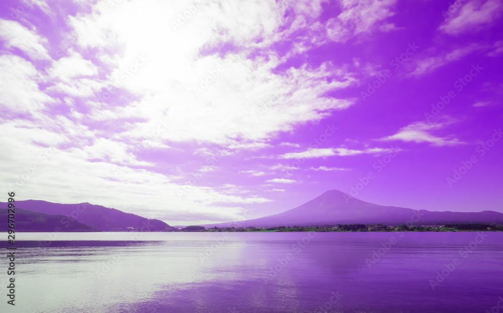 scenery of Fuji san mountain soft focus for relax and cool feeling in autumn calm
