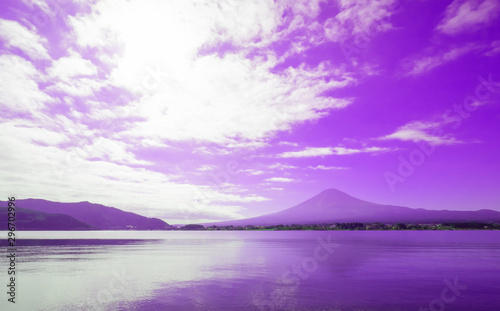 scenery of Fuji san mountain soft focus for relax and cool feeling in autumn calm