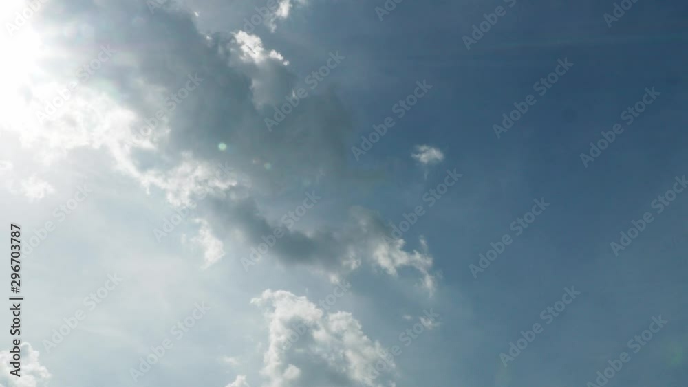 Clear blue sky with cloud and sunlight. 4K 29.97fps Clear blue sky with cloud and sunlight. 4K 29.97fps