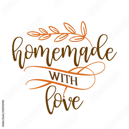 Homemade with love - stamp for homemade products and shops. Vector badge, label. Vector Illustration on a white background photo