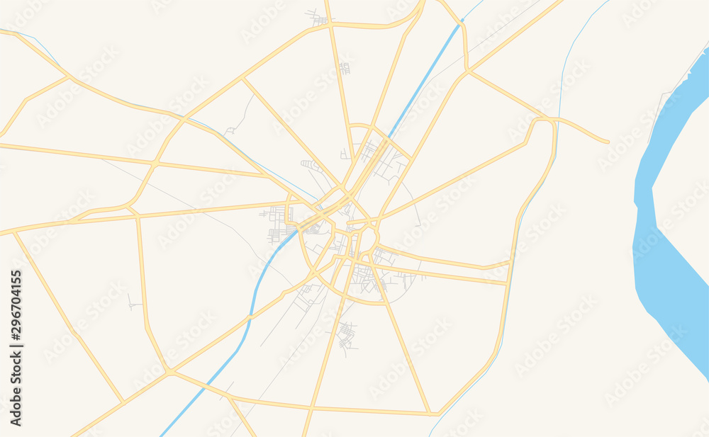 Printable street map of Larkana, Pakistan