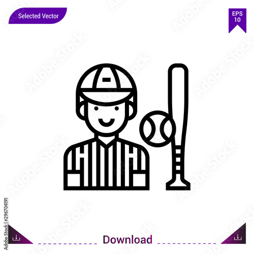 baseball vector icon. Best modern, simple, isolated,sport-avatar, flat icon for website design or mobile applications, UI / UX design vector format
