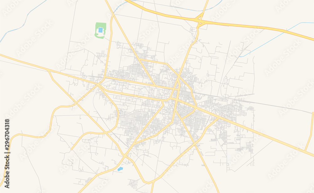 Printable street map of Sheikhupura, Pakistan