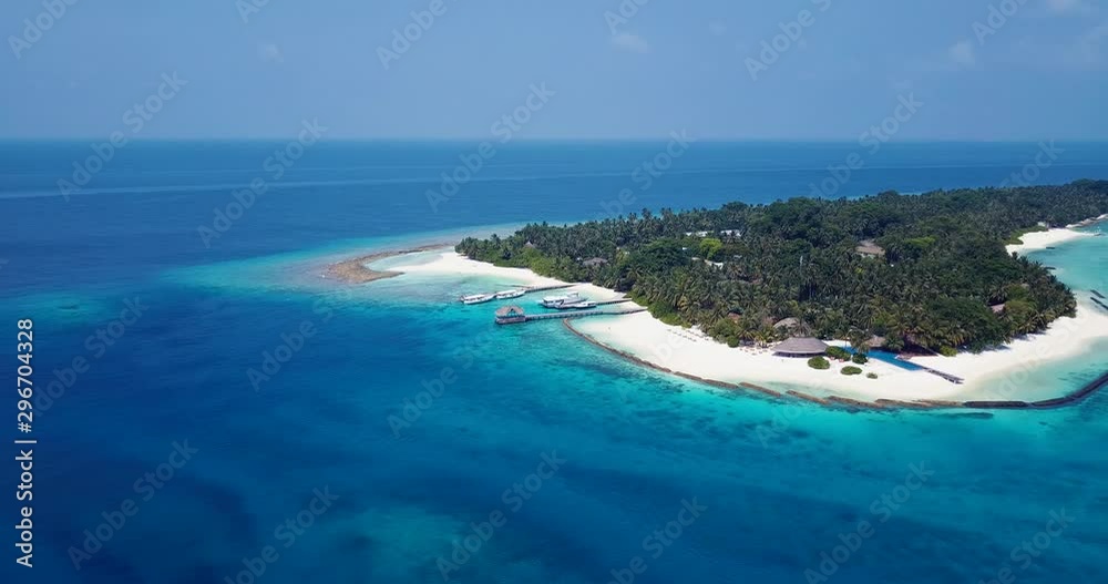 aerial drone shot of Coral Reef Island , Maldives Atoll coral reef aerial drone shot of Coral Reef Island , Maldives Atoll coral reef