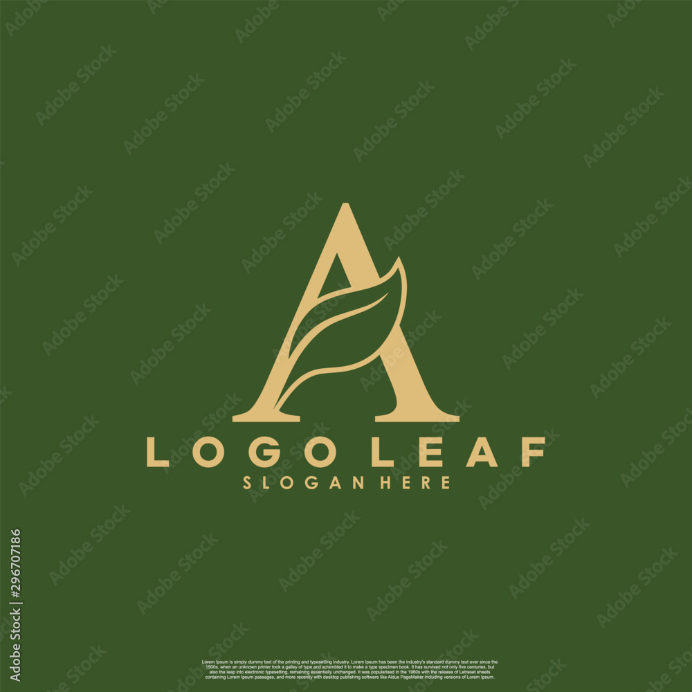 Letter A With Leaf Logo. Green leaf logo icon vector design. Landscape ...