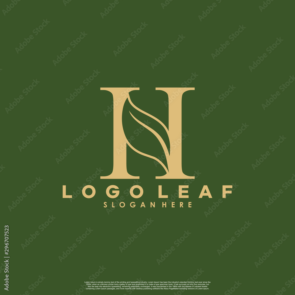 Letter H With Leaf Logo Green Leaf Logo Icon Vector Design Landscape