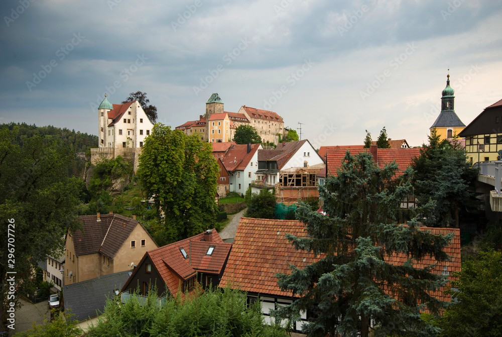 Town of Hohnstein with Hohnstein castle in Saxon Switzerland, Germany.