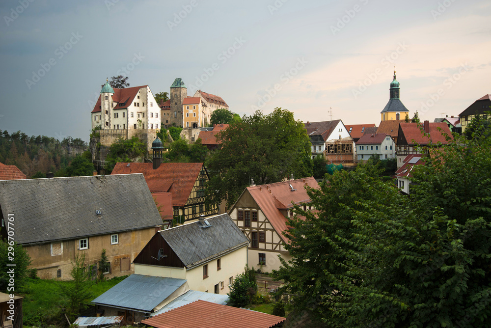 Town of Hohnstein with Hohnstein castle in Saxon Switzerland, Germany.