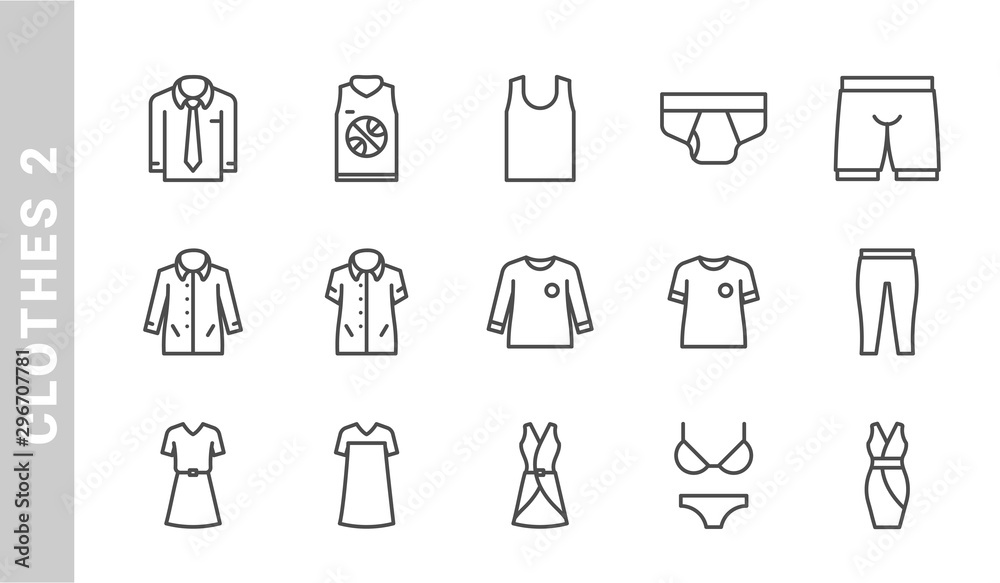 clothes 2 icon set. Outline Style. each made in 64x64 pixel clothes 2 icon set. Outline Style. each made in 64x64 pixel