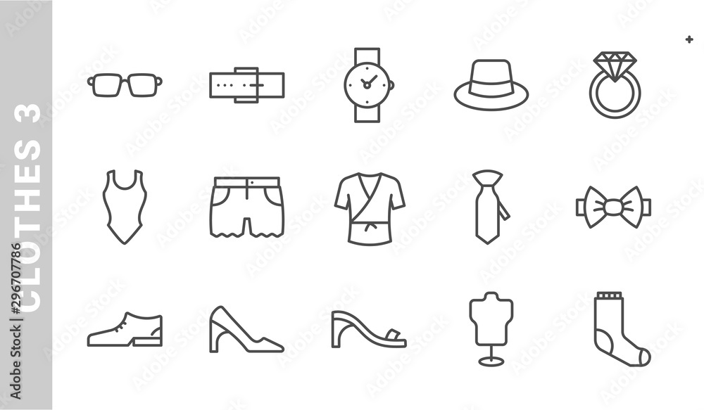 clothes 3 icon set. Outline Style. each made in 64x64 pixel clothes 3 icon set. Outline Style. each made in 64x64 pixel