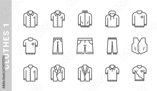 clothes 1 icon set. Outline Style. each made in 64x64 pixel
