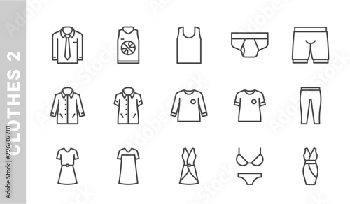 clothes 2 icon set. Outline Style. each made in 64x64 pixel