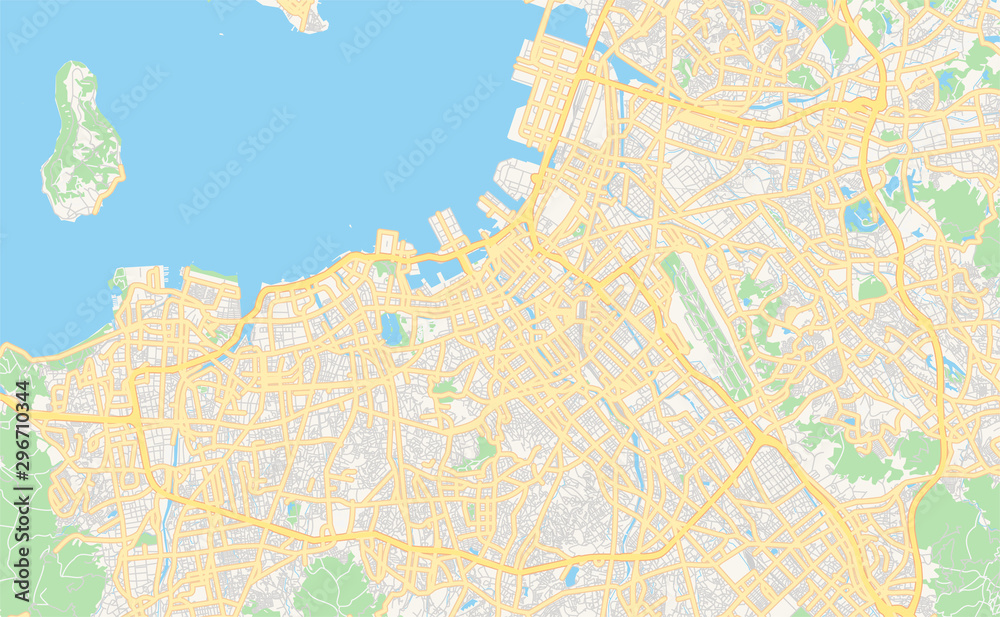Printable Street Map of Fukuoka