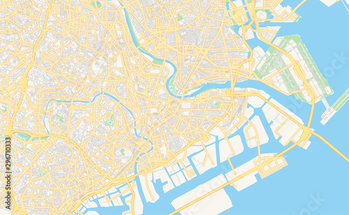 Printable street map of Kawasaki, Japan
