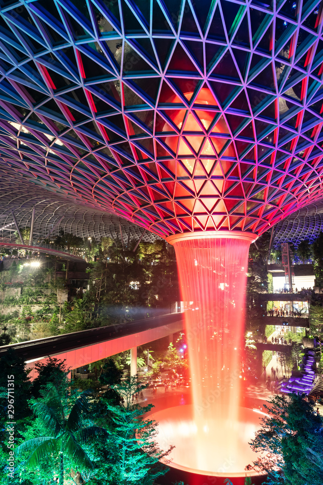 SINGAPORE-MAY 22, 2019_The HSBC Rain Vortex, the world's largest indoor ...