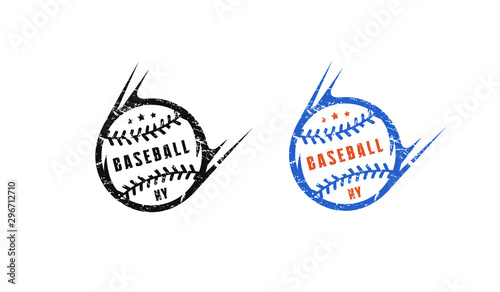 Baseball ball emblem for t-shirt