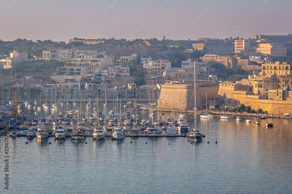 Valletta Panorama of the City Marina. Beautiful aerial view of the Valletta city in Malta. Taken from a Ship this photo captures well the amazing architecture and charm of this city.