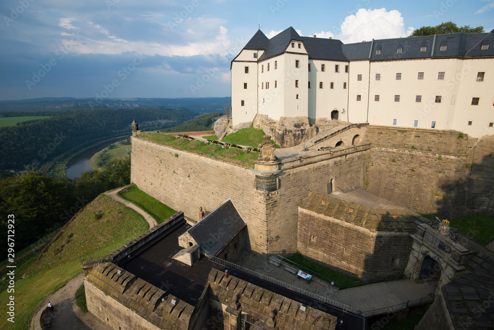 Fortress Koenigstein - Walls and entrance to the fortress of Koenigstein in Saxony, Germany.