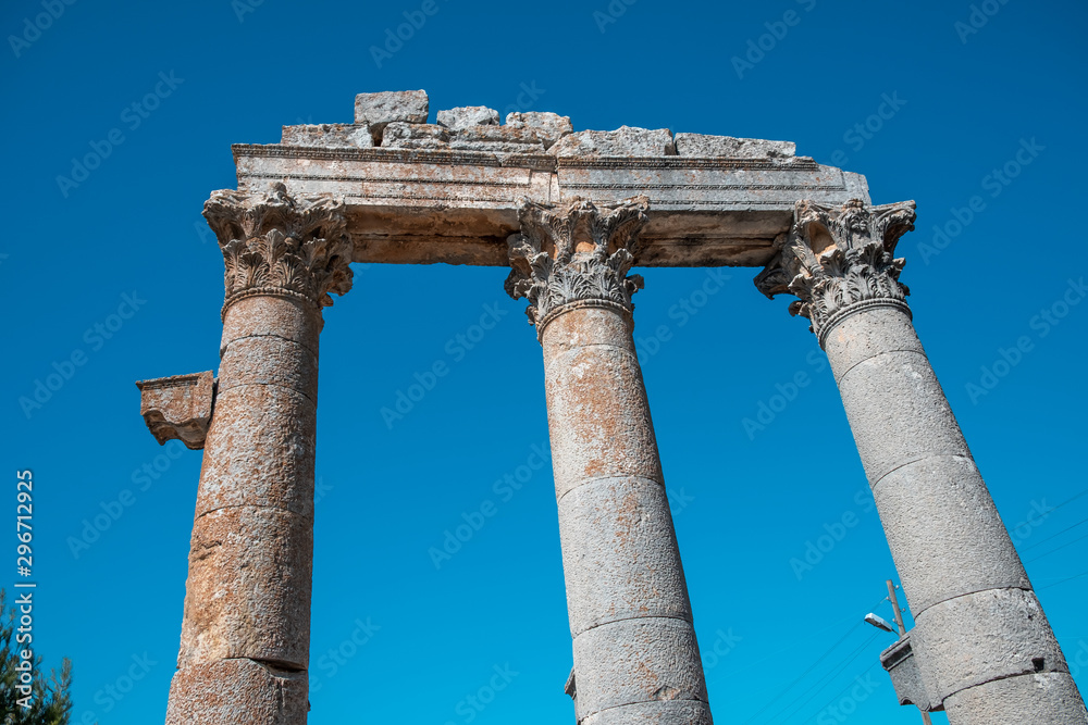 Ruins of Uzuncaburc Ancient City, marble columns