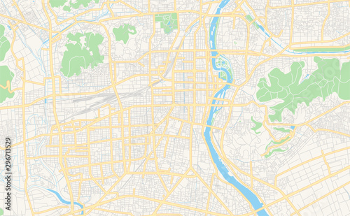 Printable street map of Okayama, Japan