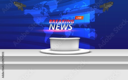 white table and lcds background in the news studio room