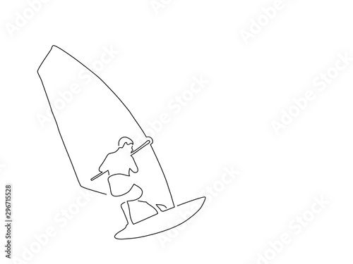 People doing a water sport line drawing, vector illustration design. Holidays collection.