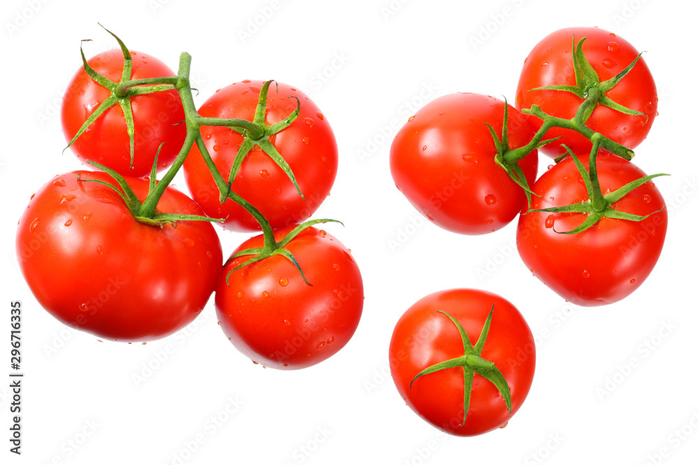 fresh tomatoes isolated on white background. top view fresh tomatoes isolated on white background. top view