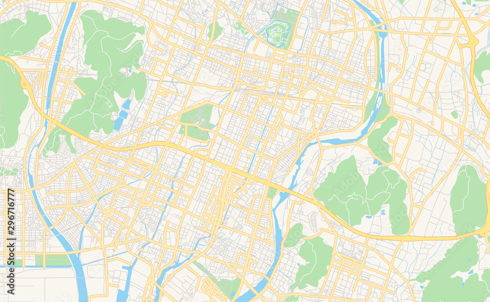Printable street map of Himeji, Japan