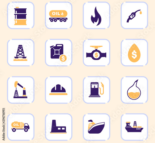 Extraction of oil icons set