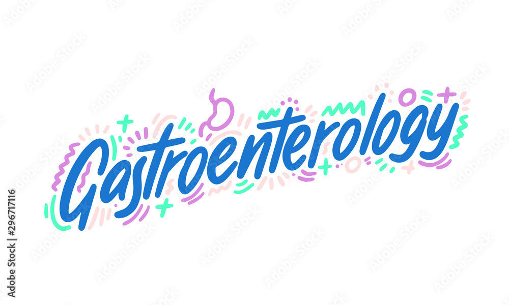 Gastroenterology. Inscription medical term isolated on white background. Vector illustration.