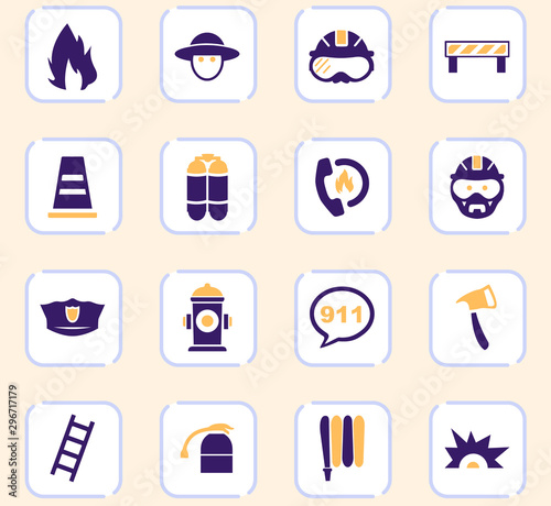 Fire brigade icons set