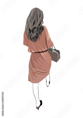 気になるロングヘアーの女性の後ろ姿 Stock イラスト Adobe Stock