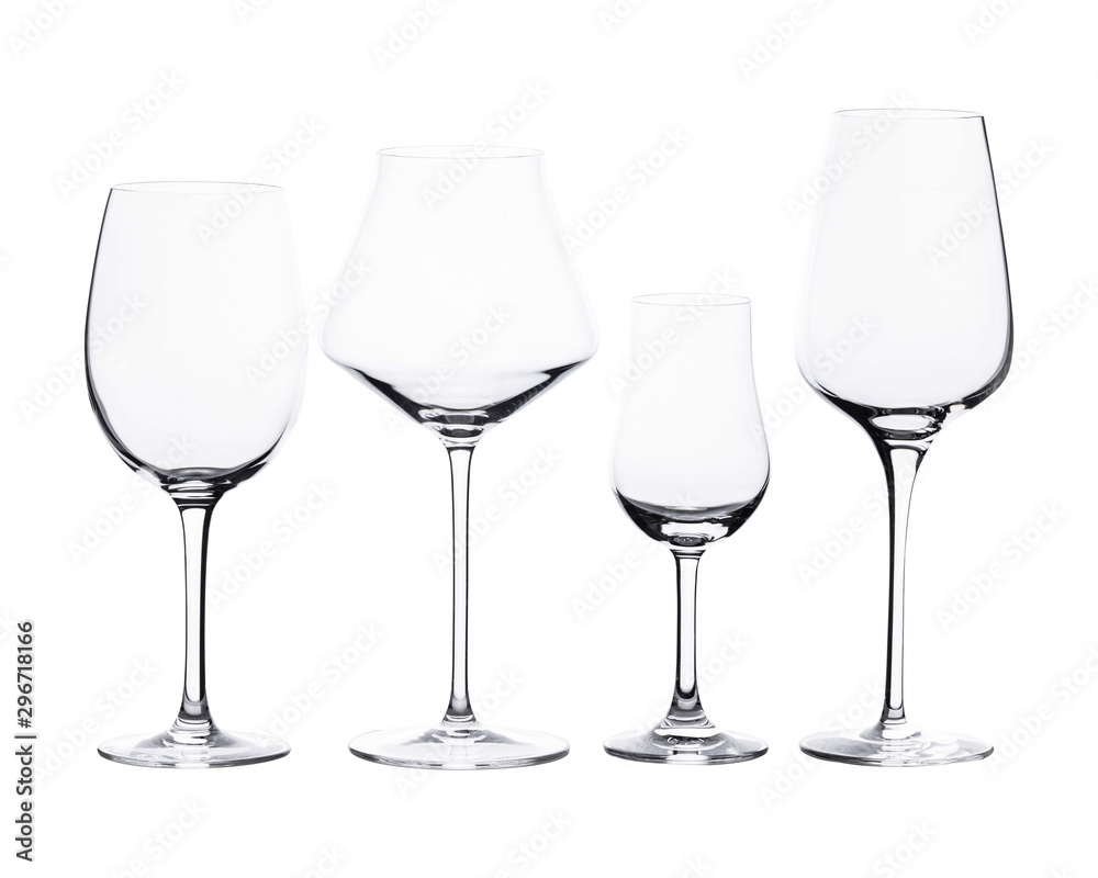 Set of vine glasses isolated on white background Set of vine glasses isolated on white background