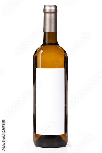 White wine bottle mock-up on white background photo