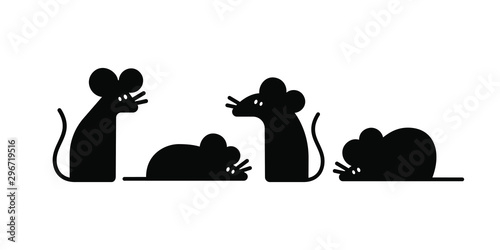 Set of Vector Mouse Logo Design Template. Rat, mouse, mice lineart design.