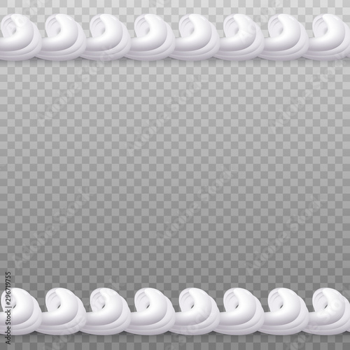 Whipped cream seamless border isolated on transparent background