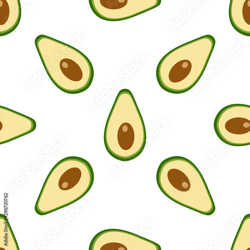 Fototapeta Naklejka Na Ścianę i Meble -  Vector seamless background with avocado fruit slices on a white background.