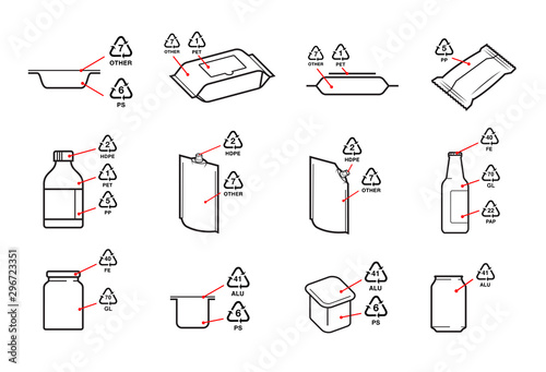 Package recycling information. Vector illustration on white background. Ready for your design. EPS10.