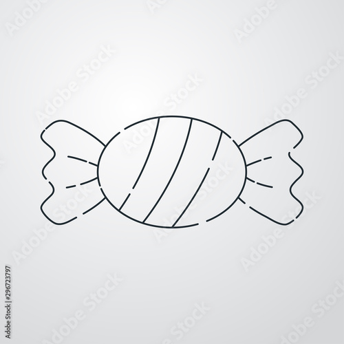 Icono plano lineal caramelo en fondo gris