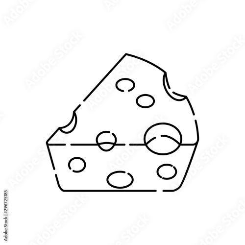 Icono plano lineal pieza de queso emmental en color negro