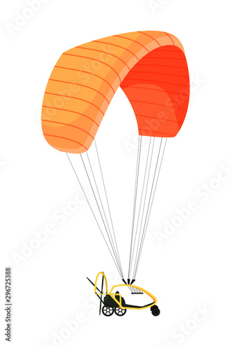 Power paraglider flat vector illustrations