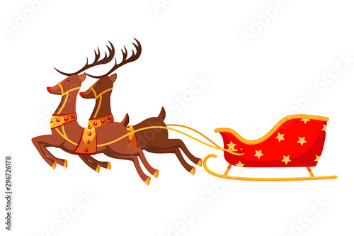 Santa claus sleigh flat vector illustration