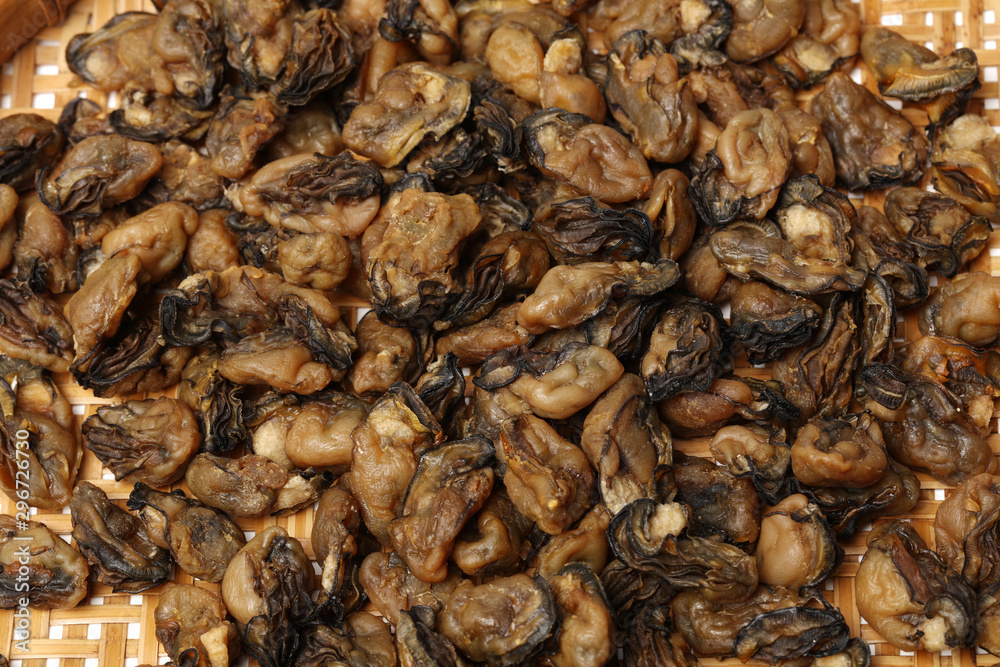 dried oysters on white background dried oysters on white background