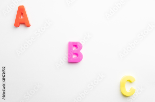 Letter to learn spelling,Colorful letter help children to learn on white background and copy space