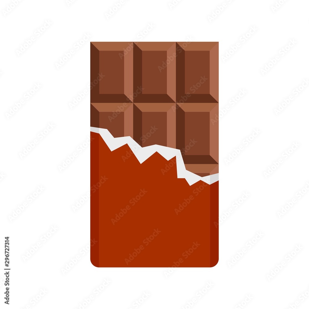 Chocolate bar icon. Flat illustration of chocolate bar vector icon for