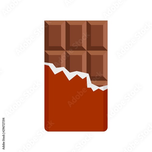 Chocolate bar icon. Flat illustration of chocolate bar vector icon for web design